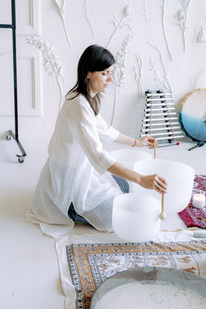 Woman Doing Sound Bath